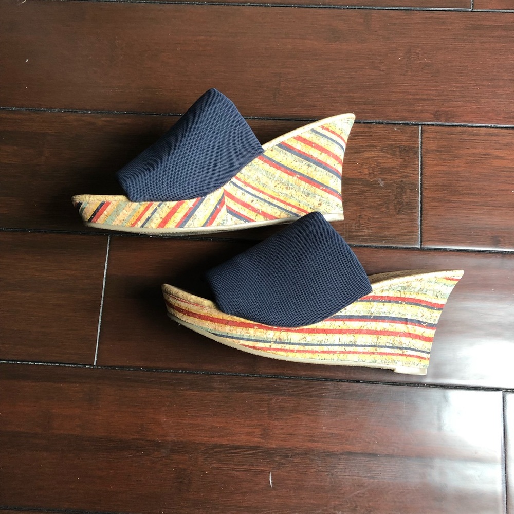 Pretty blue cork wedge heel